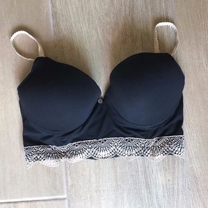 Underella by Ella Moss Black Bra w/ Beige Lace Trim34D